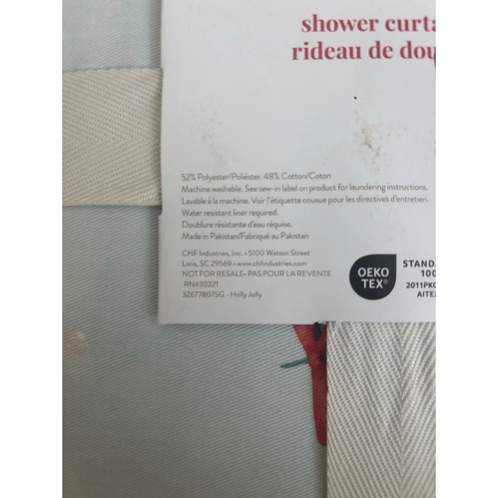 Peri Home Shower Curtain New Holly Berries Holiday Christmas Cotton‎ Blend 72x72